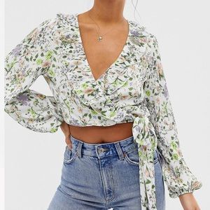 ASOS Design Floral Wrap Top
